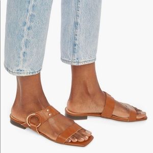 Justfab oriana flat sandals brown women size 12